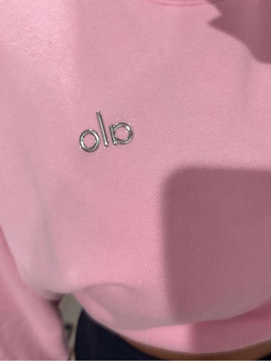 ALO Yoga Tops - ALO Yoga Pink Cropped Logo Sweatshirt with Silver Accent